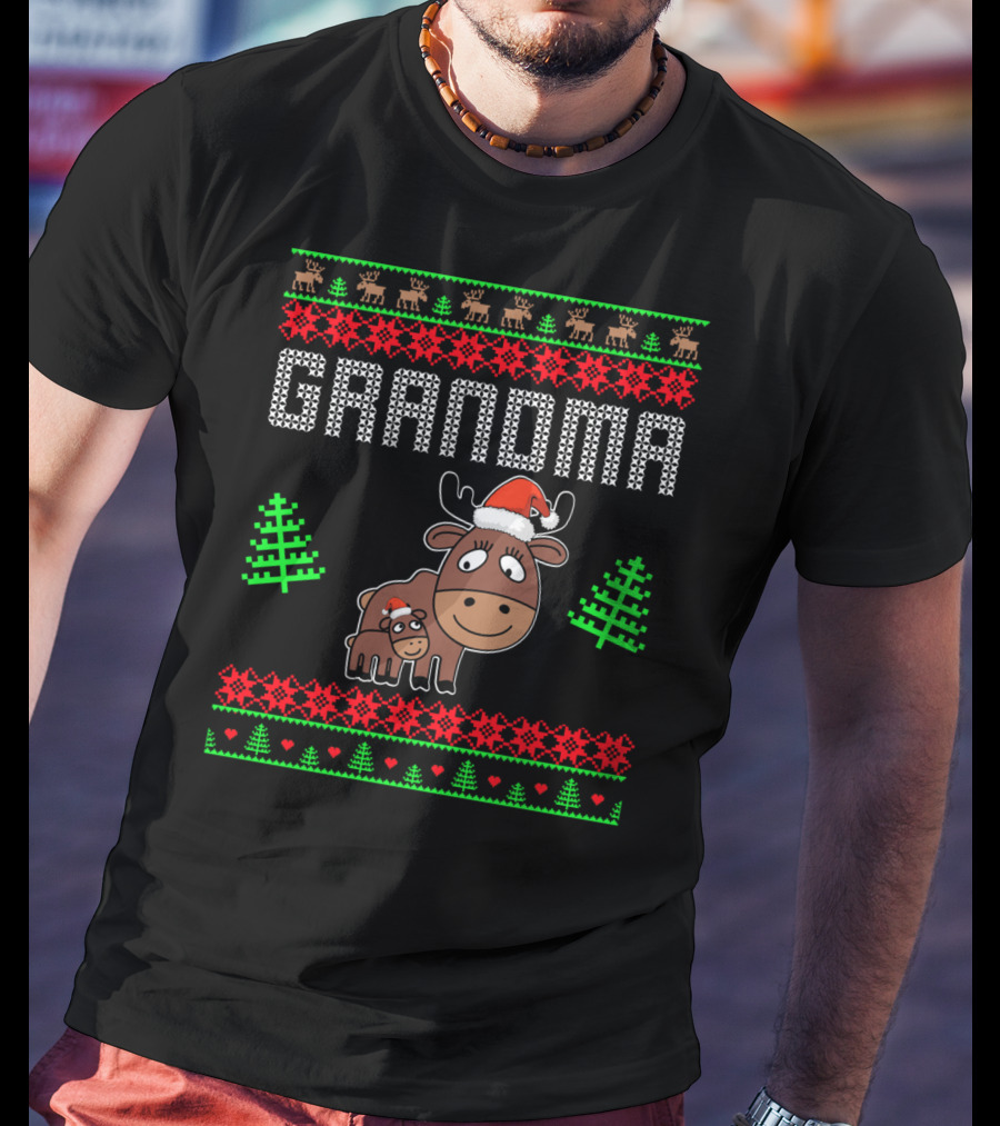 Grandma Christmas Moose Family Matching Holiday T-Shirt