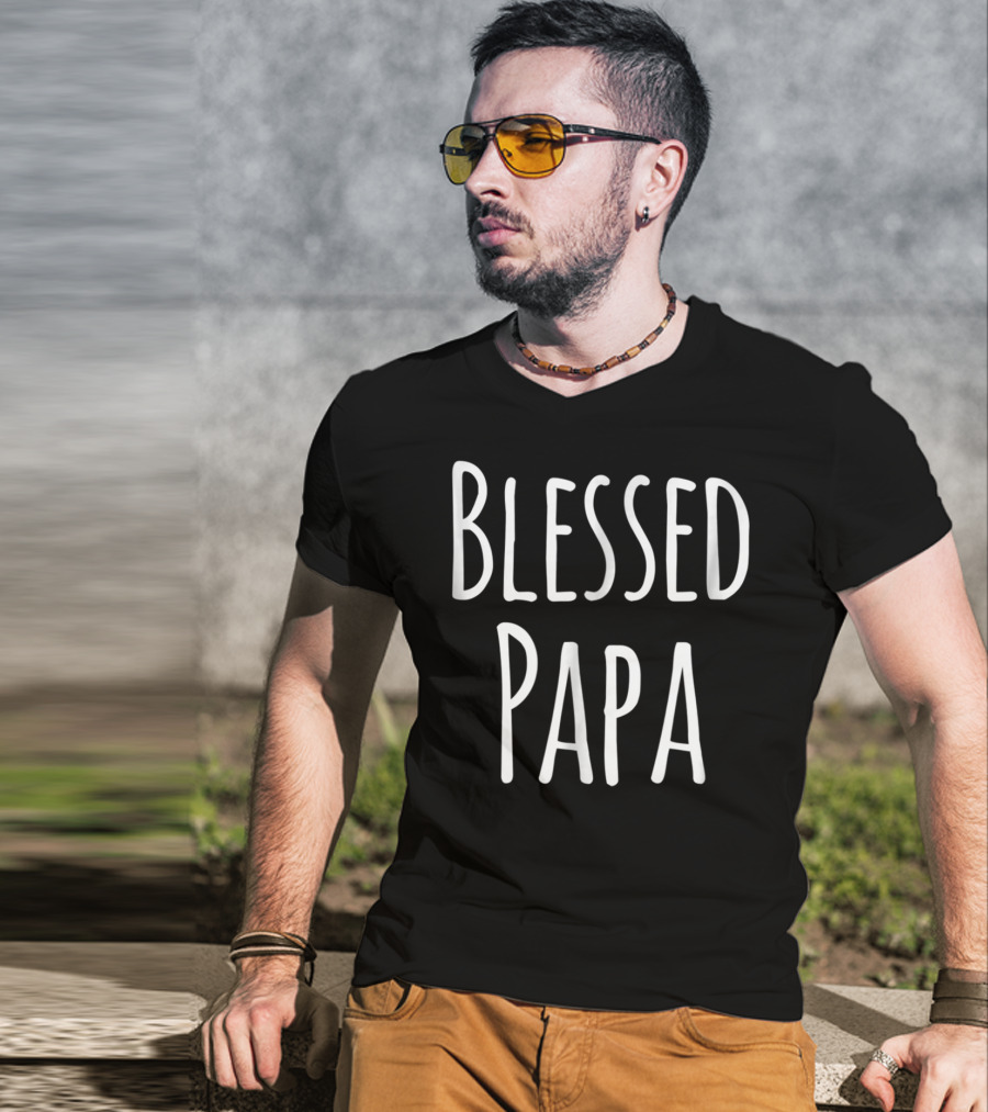 Mens Blessed Papa Christmas Family T-Shirt