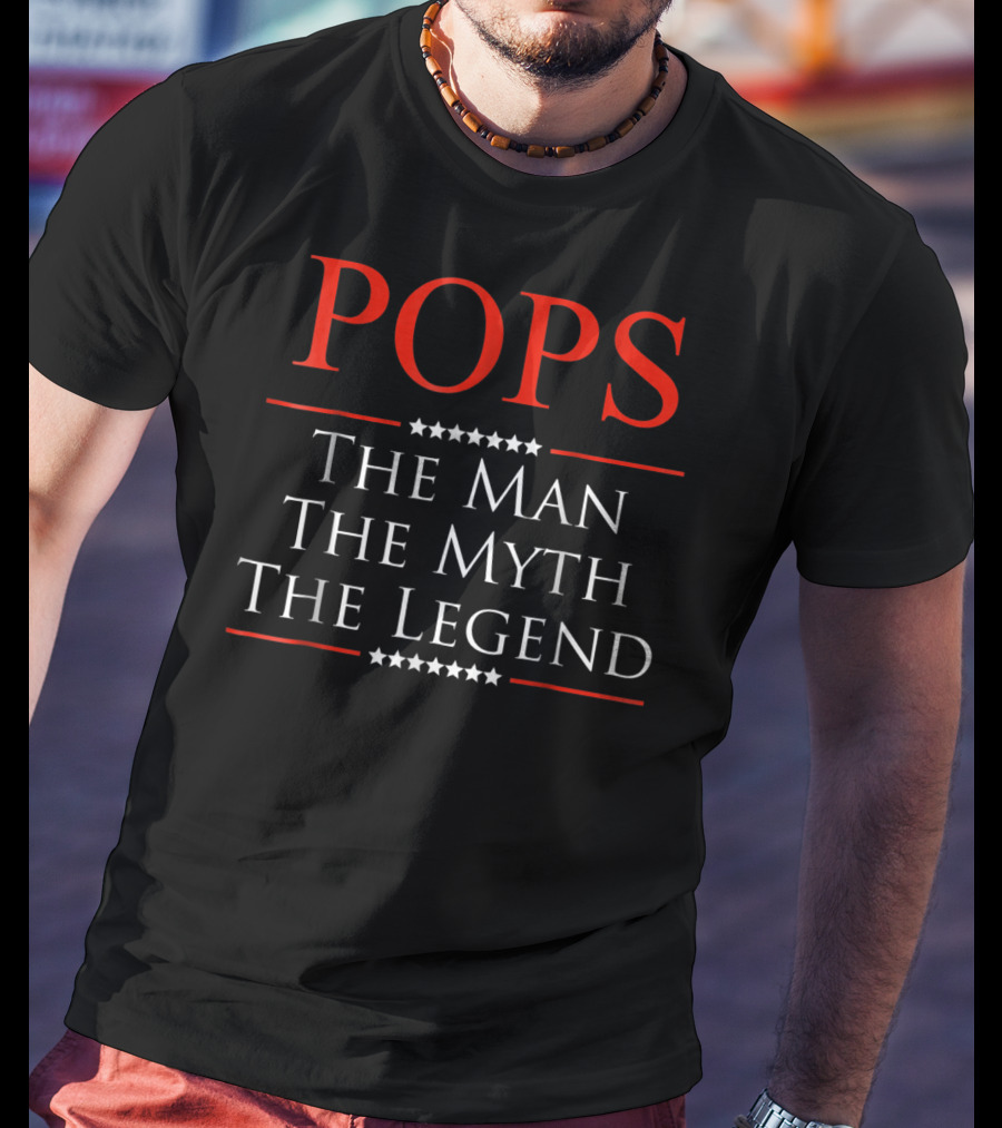 Mens Pops The Man The Myth The Legend Stars T-Shirt