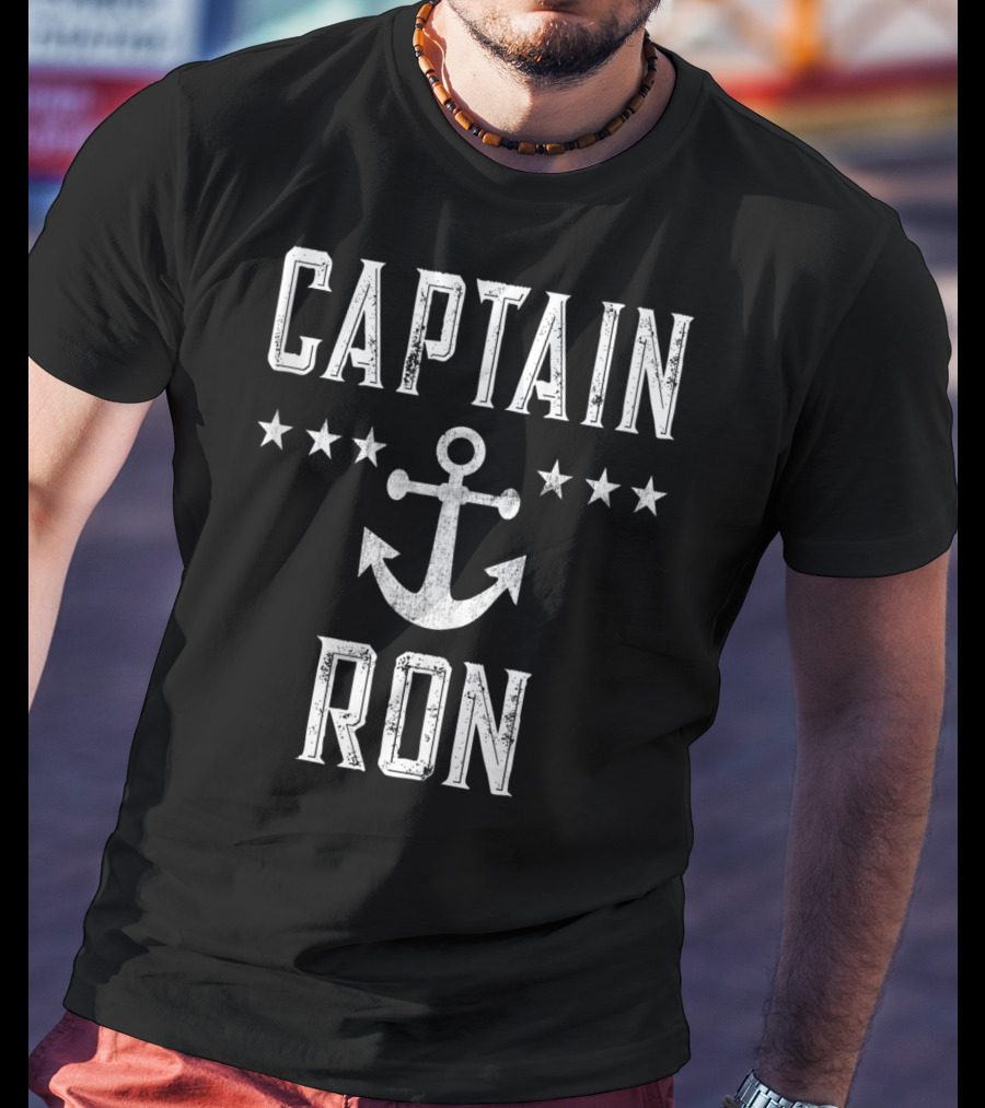 Captain Ron Vintage Anchor Star Design Mens Family Cruise Lake T-Shirt