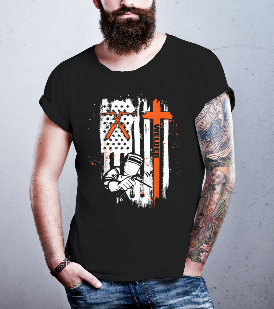 Welder American Flag USA Crossed Tools Patriotic T-Shirt