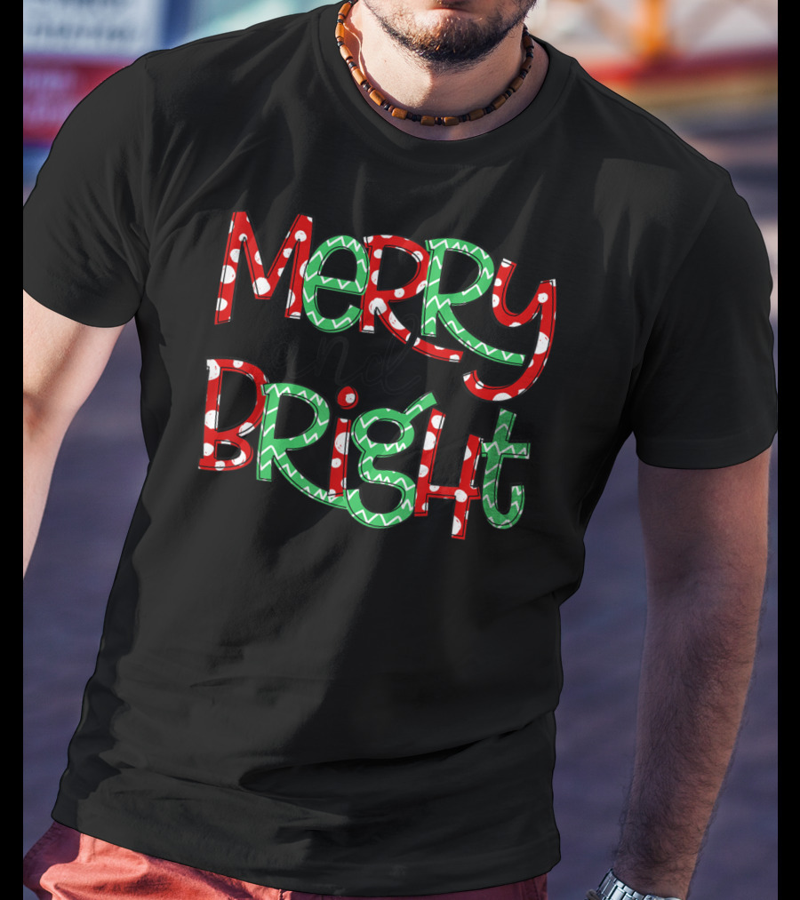 Merry And Bright Christmas Polka Dots T-Shirt