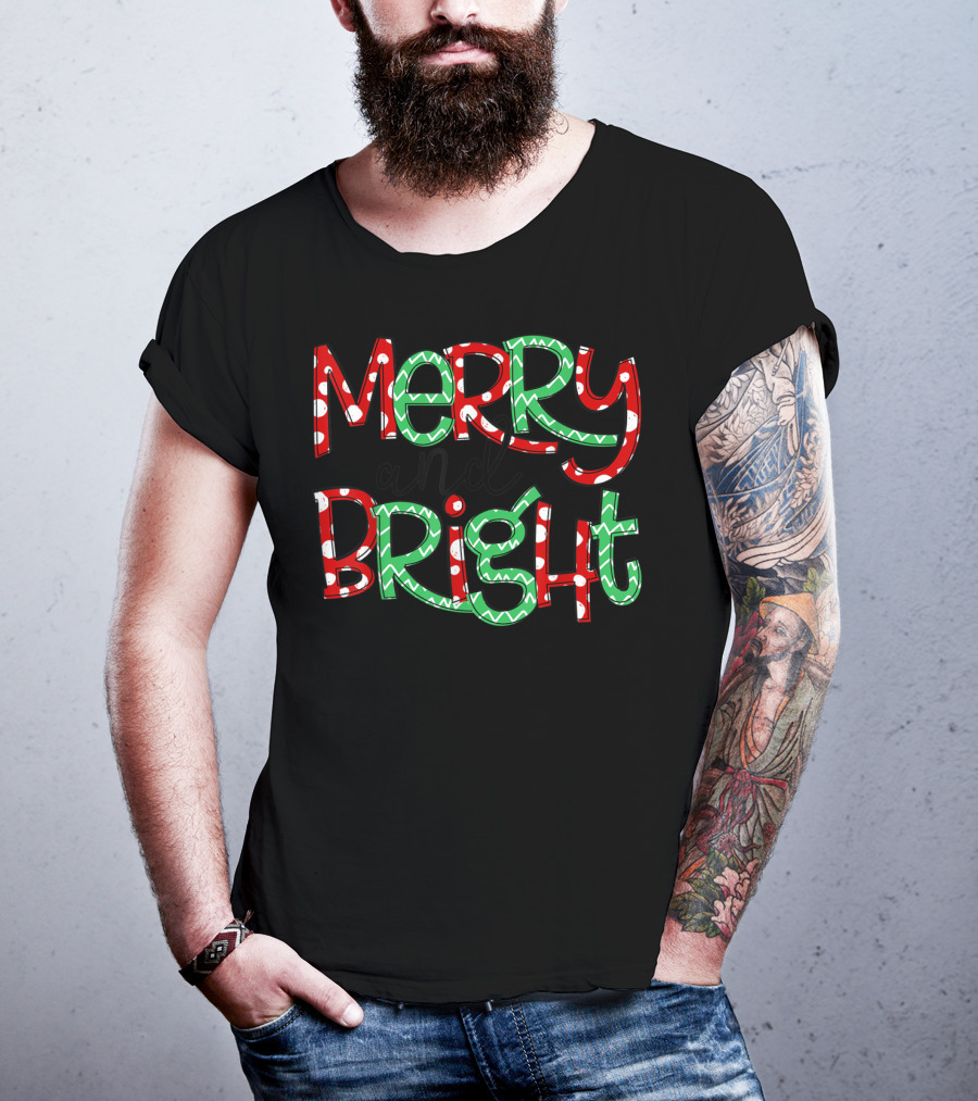 Merry And Bright Christmas Polka Dots T-Shirt