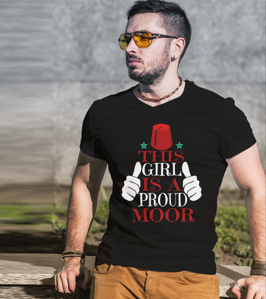 Moorish American This Girl Is A Proud Moor Fez Hat Thumbs Up Stars T-Shirt