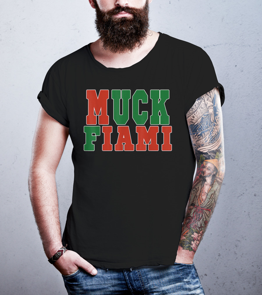 Muck Fiami Funny Miami Hater Red Green Block Letters T-Shirt