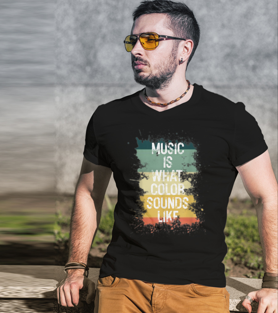 Music Is What Color Sounds Like Vintage Brush Strokes T-Shirt