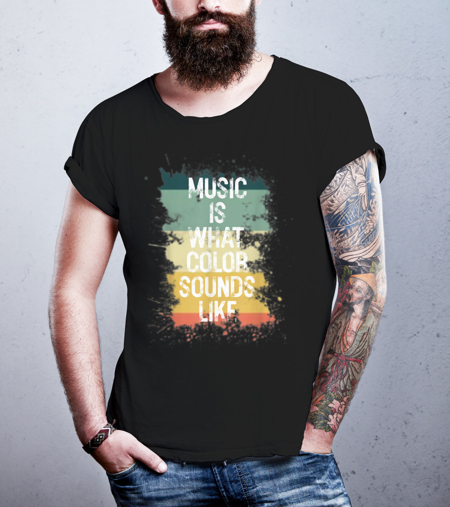 Music Is What Color Sounds Like Vintage Brush Strokes T-Shirt
