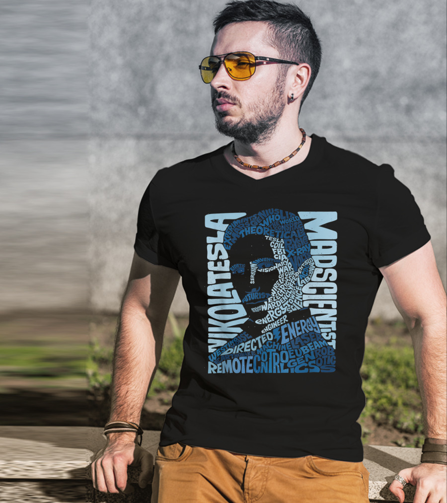 Nikola Tesla Mad Scientist Theoretical Energy Visionary Remote Control Experiments T-Shirt