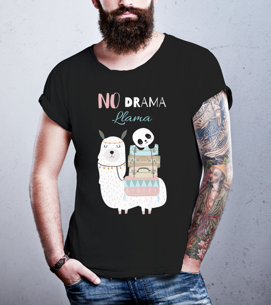 No Drama Llama Cute Panda On Llama With Suitcases T-Shirt