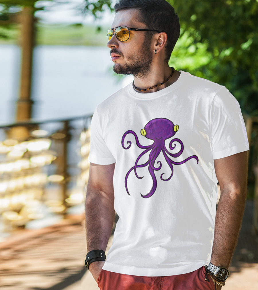 Purple Octopus Whimsical T-Shirt