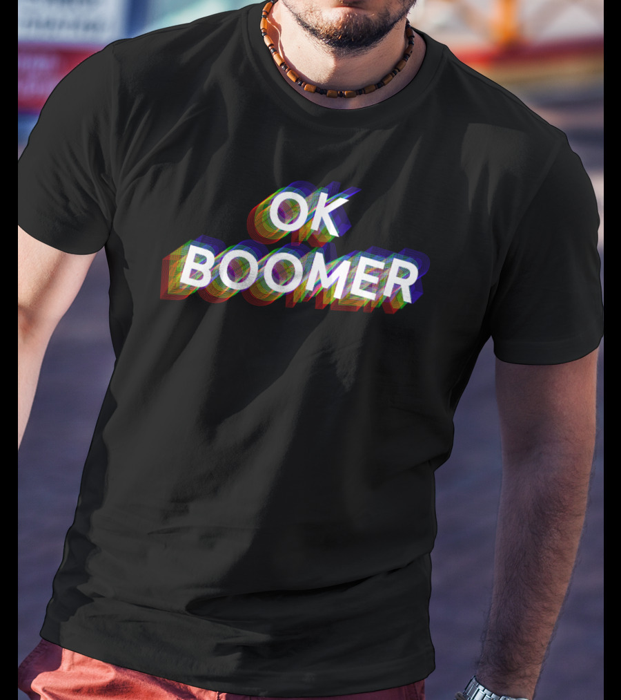 OK Boomer Colorful Funny Trendy Gen Text Glitch T-Shirt