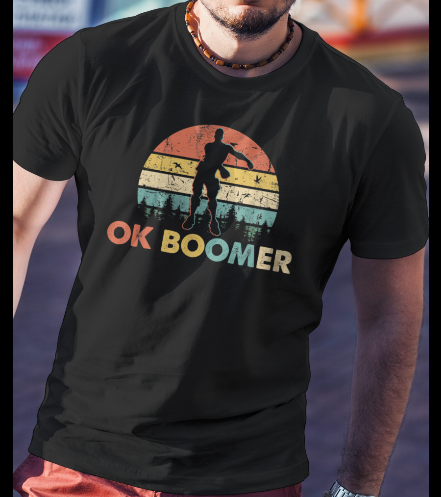 OK Boomer Retro Silhouette Sunset Vintage Funny Saying T-Shirt