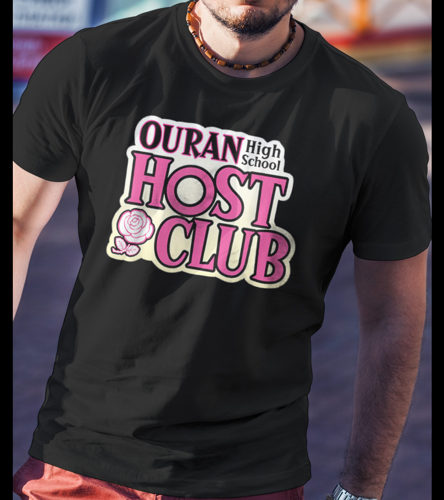 Ouran High School Host Club Anime Series Logo With Rose T-Shirt