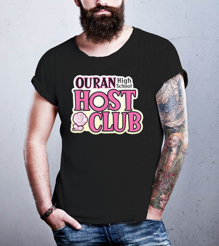Ouran High School Host Club Anime Series Logo With Rose T-Shirt