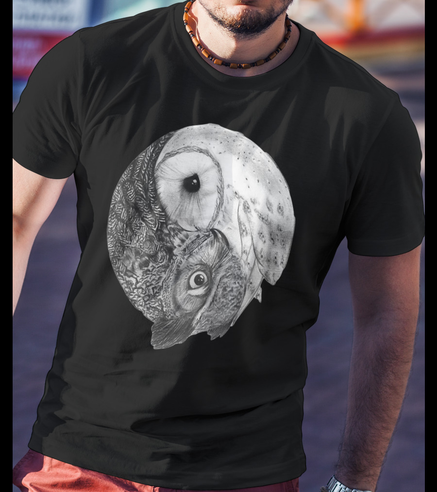 Snowy Owl Barn Owl Yin Yang T-Shirt