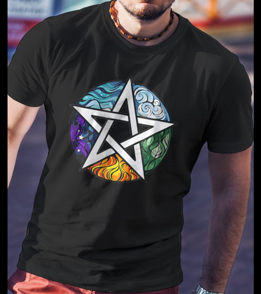 Pagan Witch Pentacle Elements Mens Womens T-Shirt