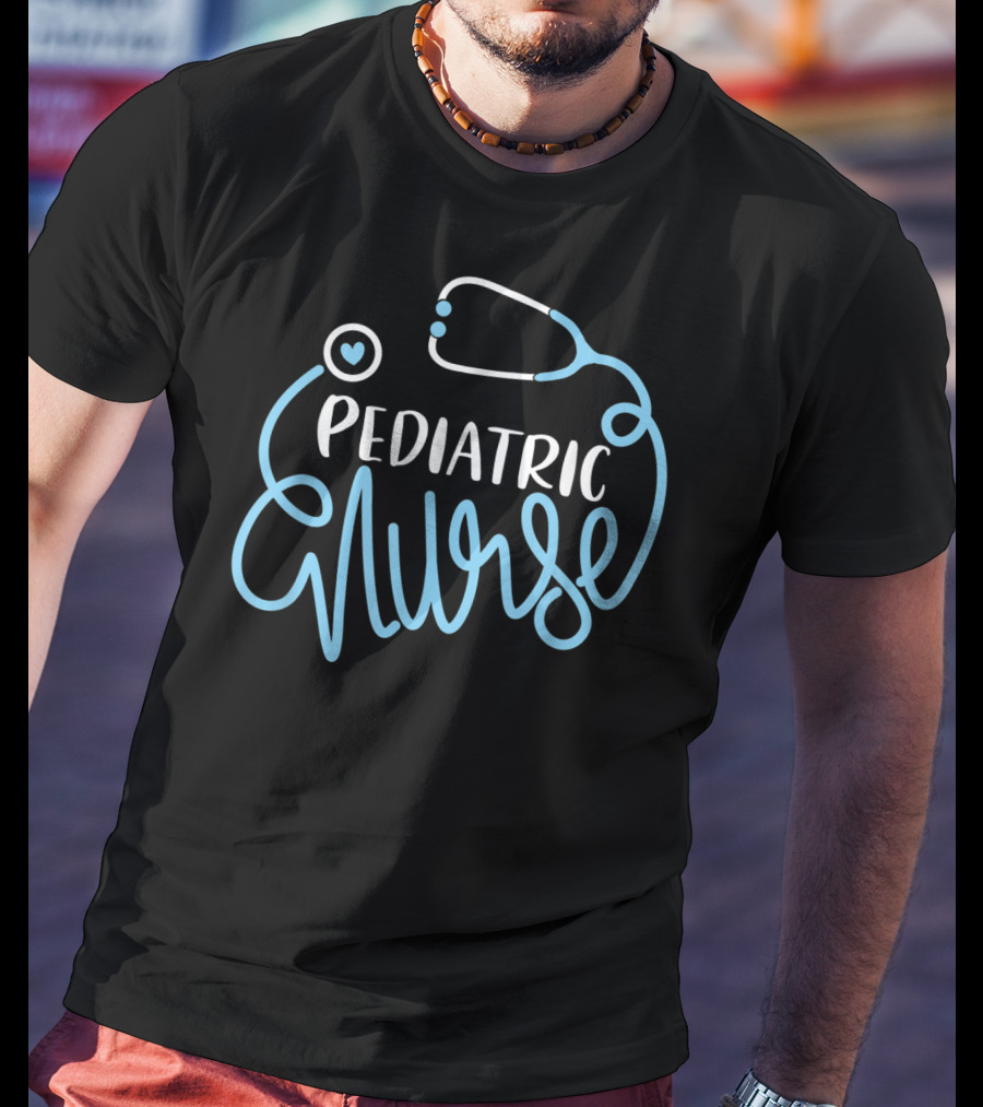Pediatric Nurse Stethoscope Heart Design Pediatrician T-Shirt