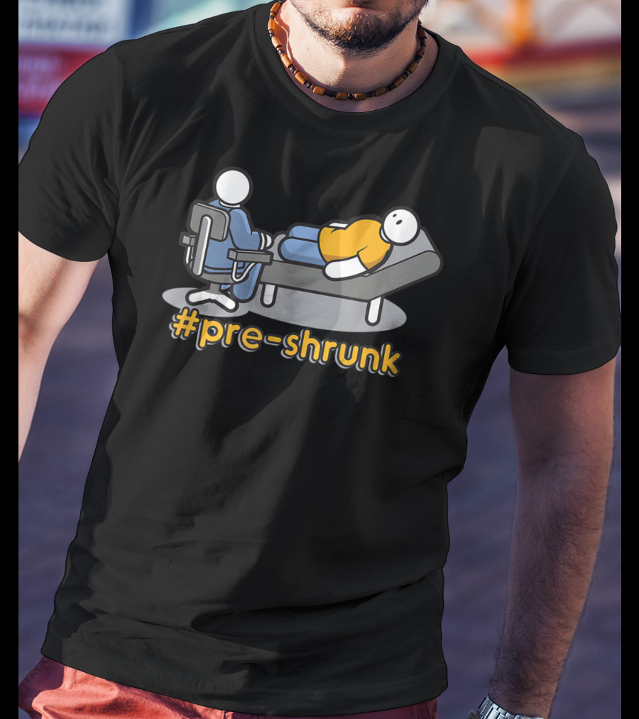 Pre-Shrunk Couch Therapy Icon With Casual Stick Figures T-Shirt