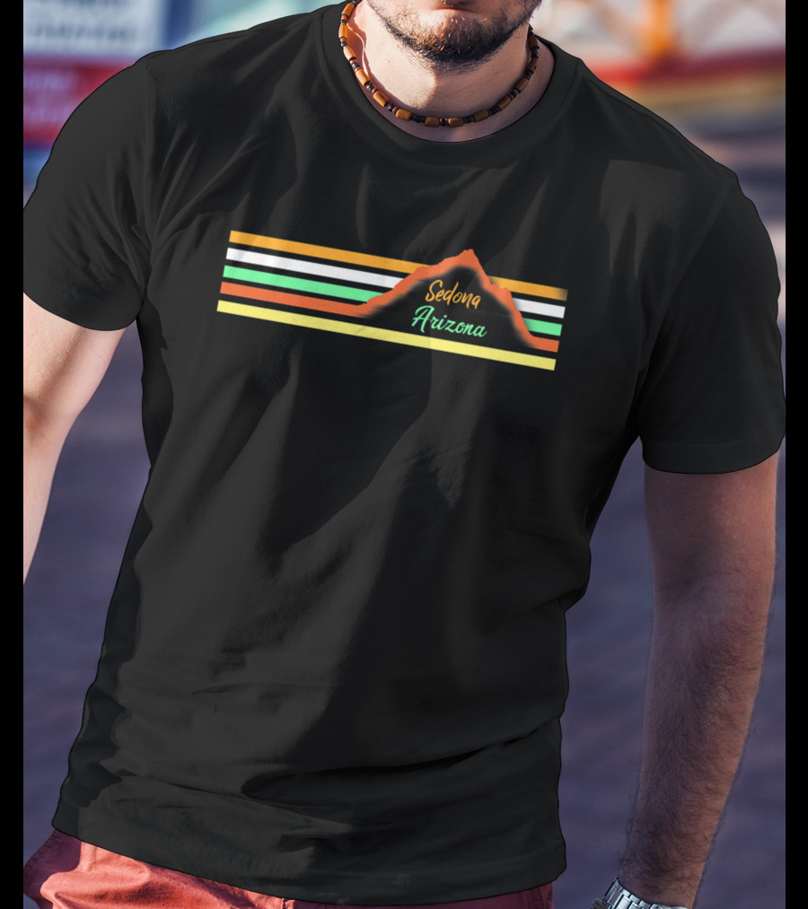 Sedona Arizona Retro Red Rocks Family Vacation Vintage Stripes T-Shirt