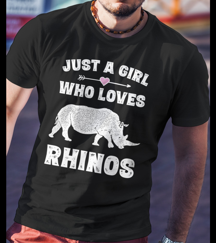 Just A Girl Who Loves Rhinos Retro Vintage Rhinoceros T-Shirt