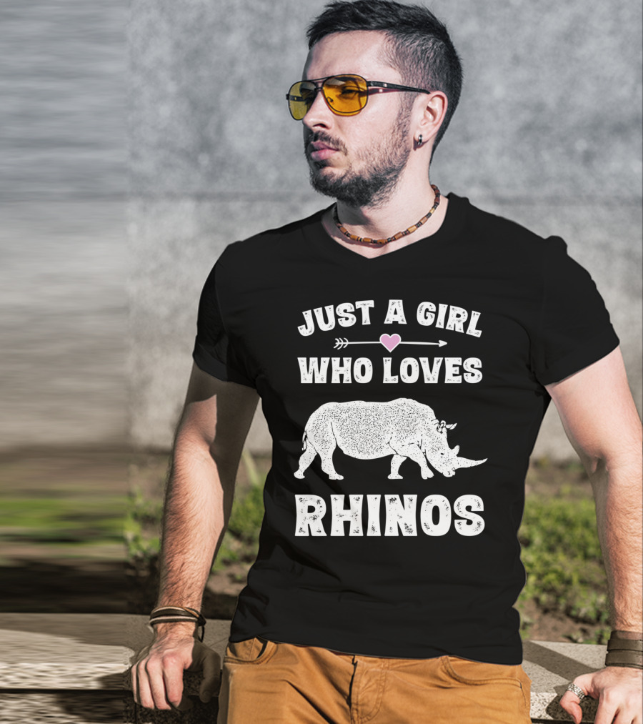 Just A Girl Who Loves Rhinos Retro Vintage Rhinoceros T-Shirt