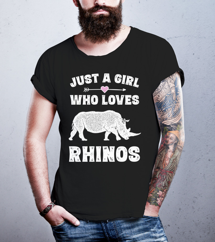 Just A Girl Who Loves Rhinos Retro Vintage Rhinoceros T-Shirt