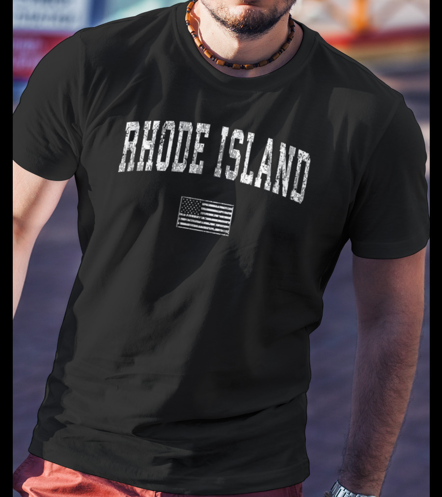 Rhode Island Vintage American Flag Sports T-Shirt
