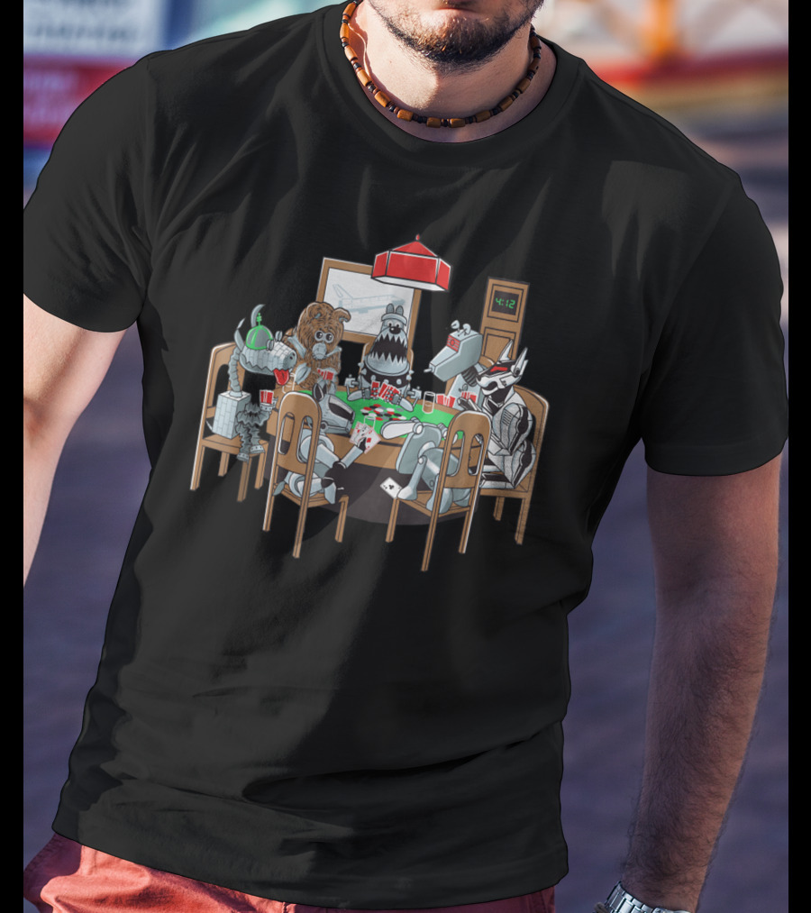 Robot Dogs Playing Poker At 4:12 With Red Poker Lamp T-Shirt
