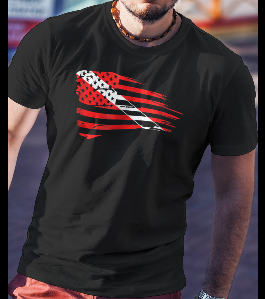 American Flag Scuba Diving Dive Flag Patriotic T-Shirt