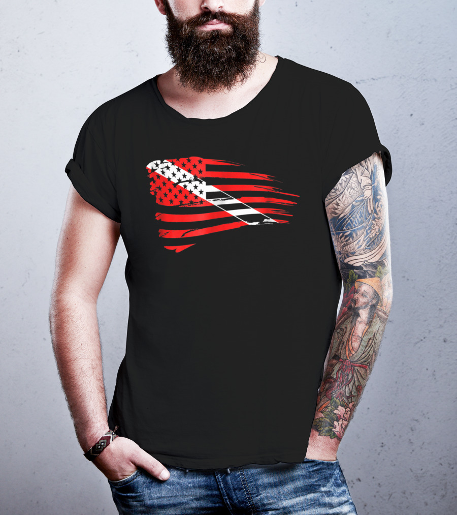 American Flag Scuba Diving Dive Flag Patriotic T-Shirt