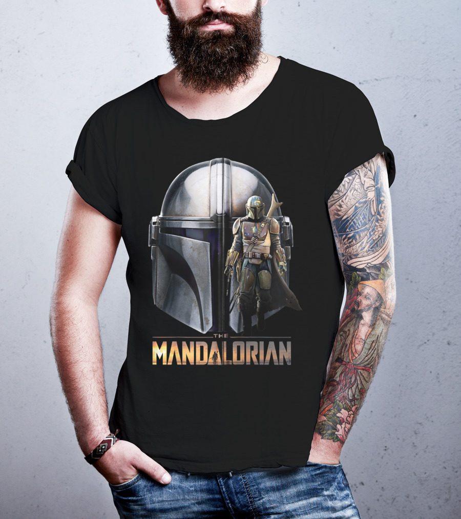 Star Wars The Mandalorian Helmet And Bounty Hunter Armor T-Shirt