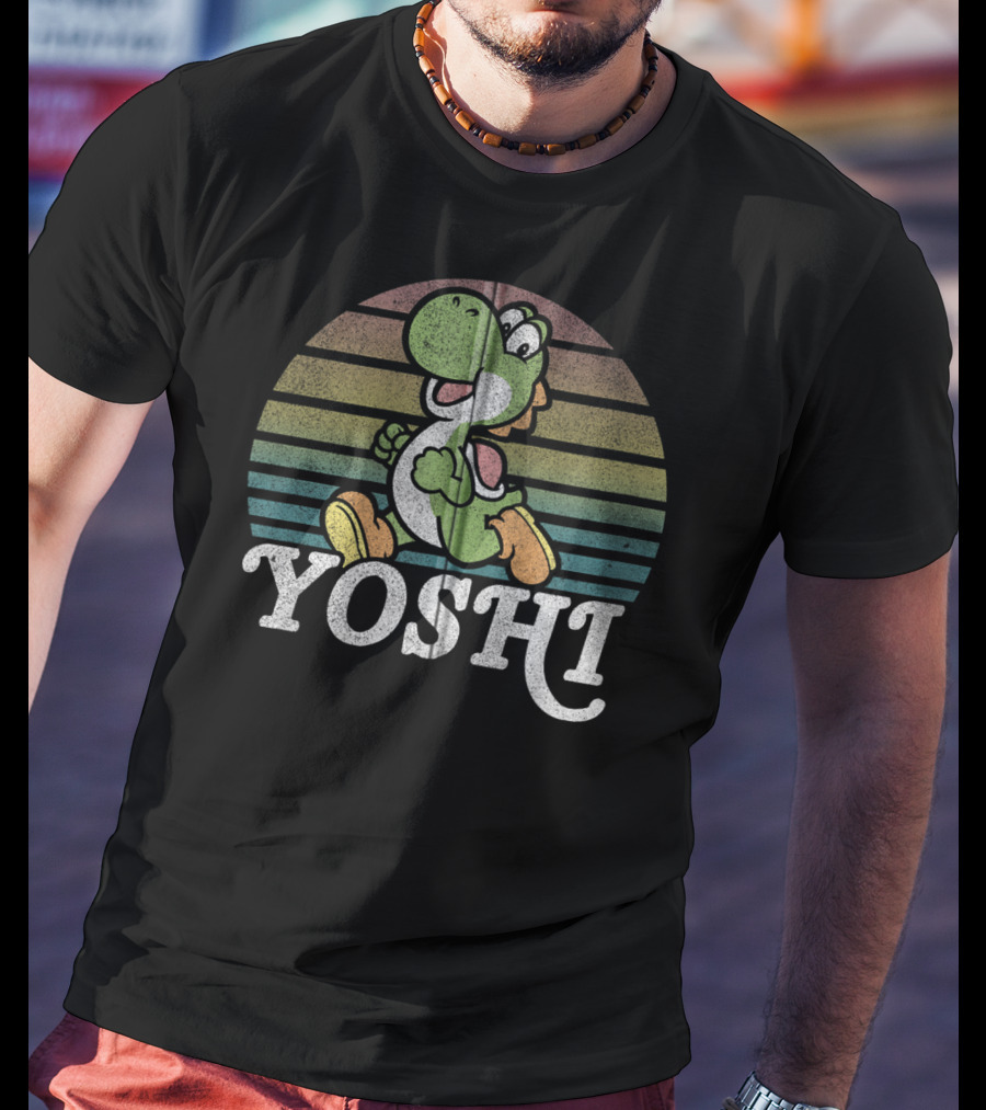 Yoshi Retro Stripes Super Mario T-Shirt