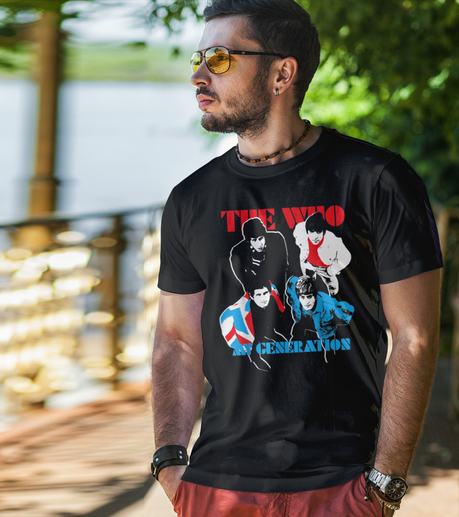 The Who My Generation Band Members With Union Jack Flag T-Shirt