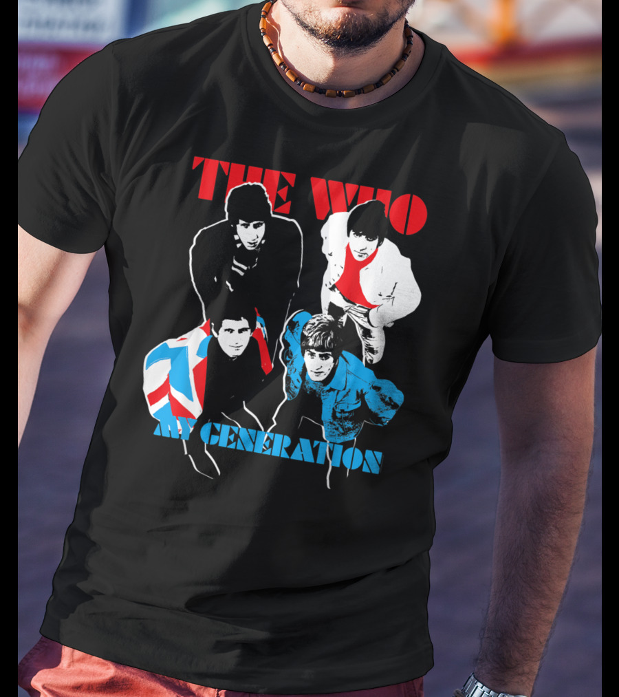 The Who My Generation Band Members With Union Jack Flag T-Shirt