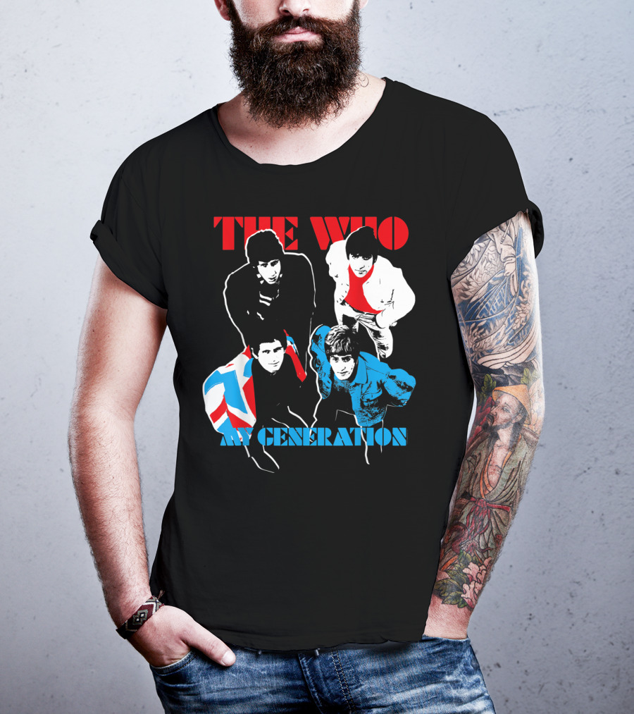 The Who My Generation Band Members With Union Jack Flag T-Shirt