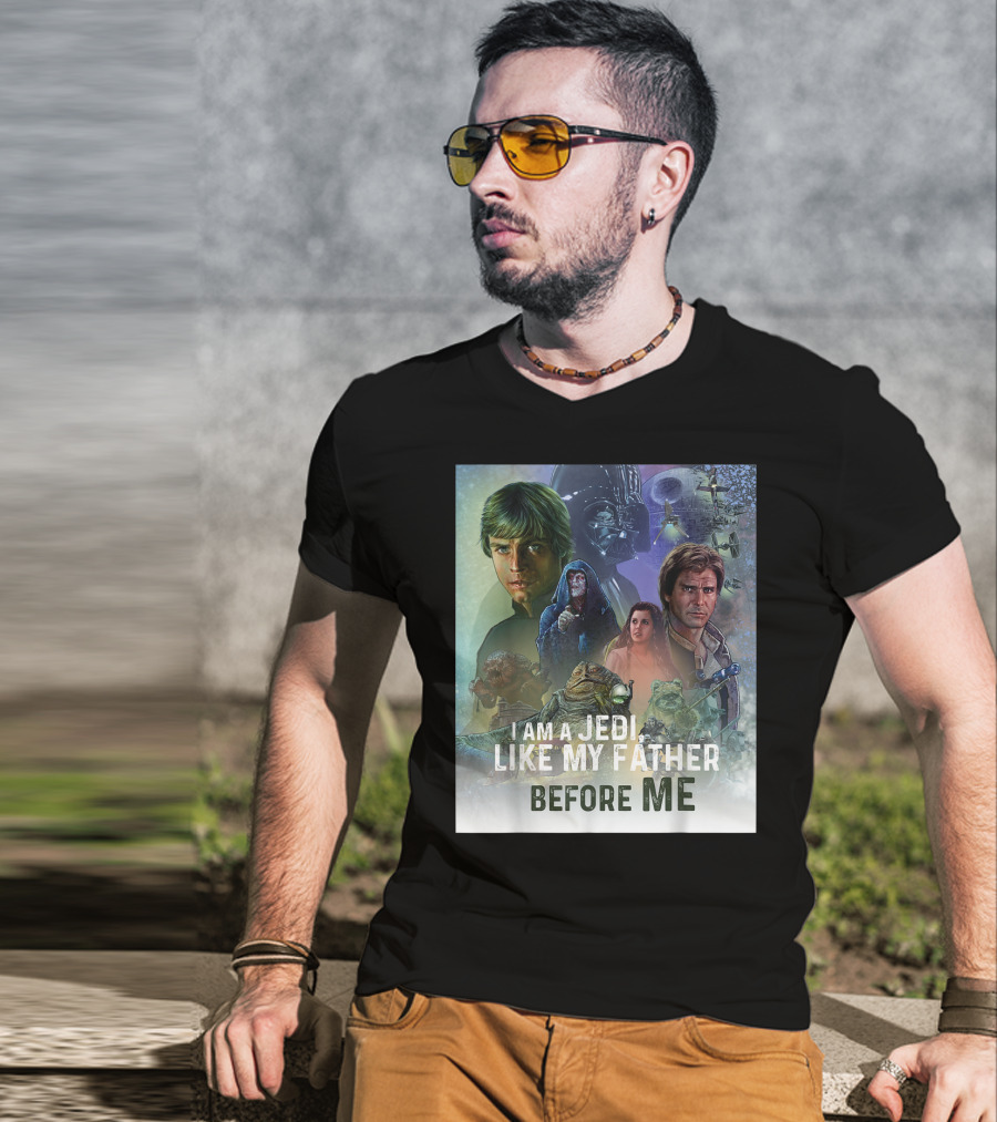 I Am A Jedi Like My Father Before Me Star Wars Celebration Return Of The Jedi Mural T-Shirt
