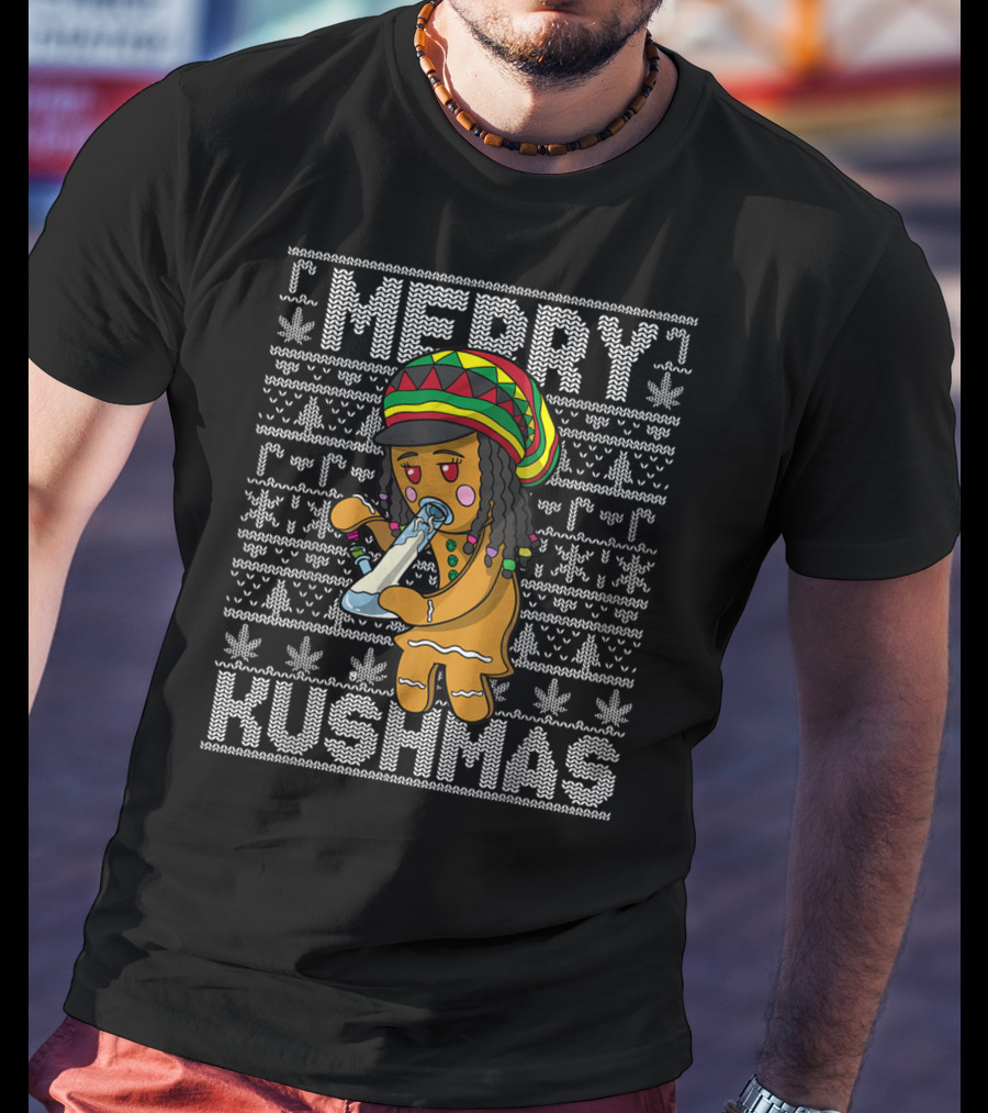 Merry Kushmas Ugly Christmas420 Marijuana T-Shirt