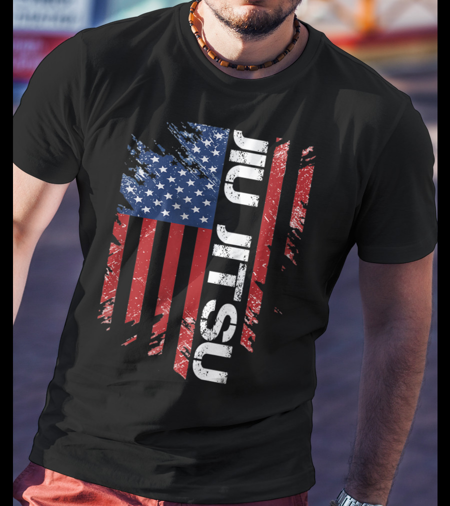 Vintage American USA Flag Jiu Jitsu T-Shirt