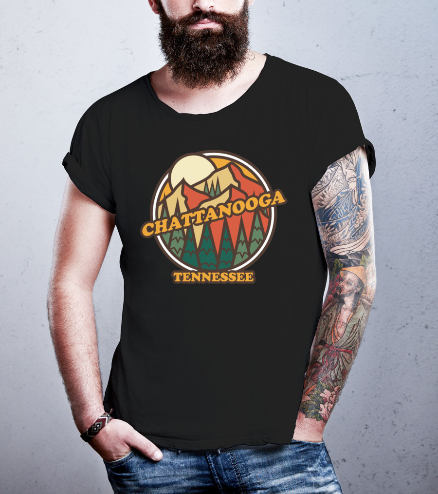Chattanooga Tennessee Vintage Mountain Hiking Sun And Pine Forest T-Shirt