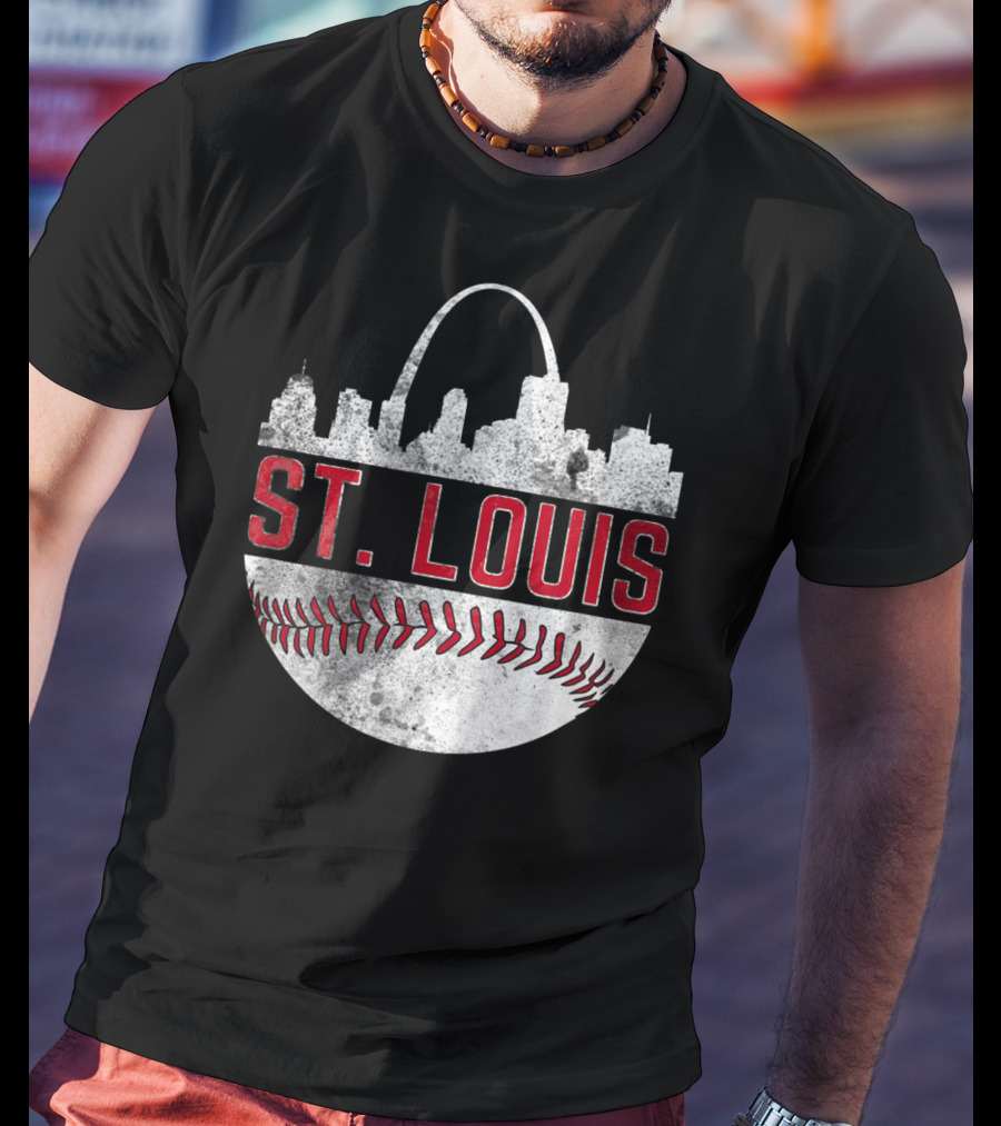 St. Louis Vintage Skyline Baseball Fan T-Shirt