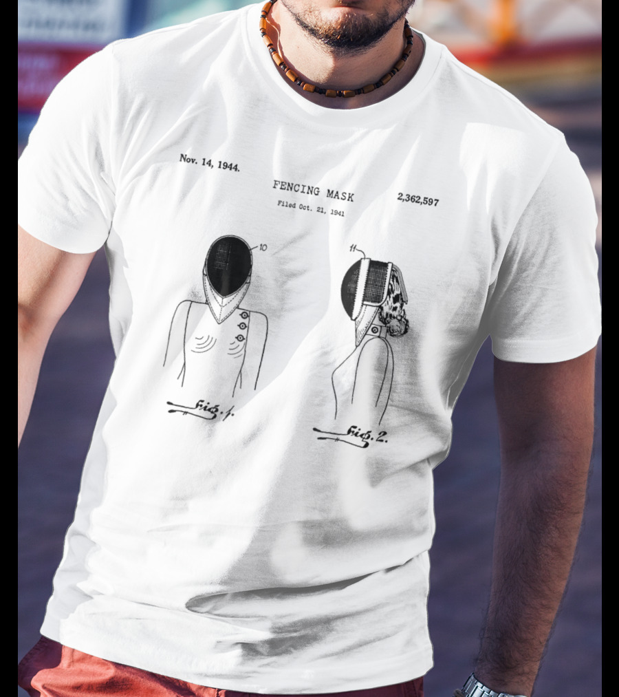 Nov 14 1944 Fencing Mask Patent Vintage Foil Sabre Epee Fencer T-Shirt