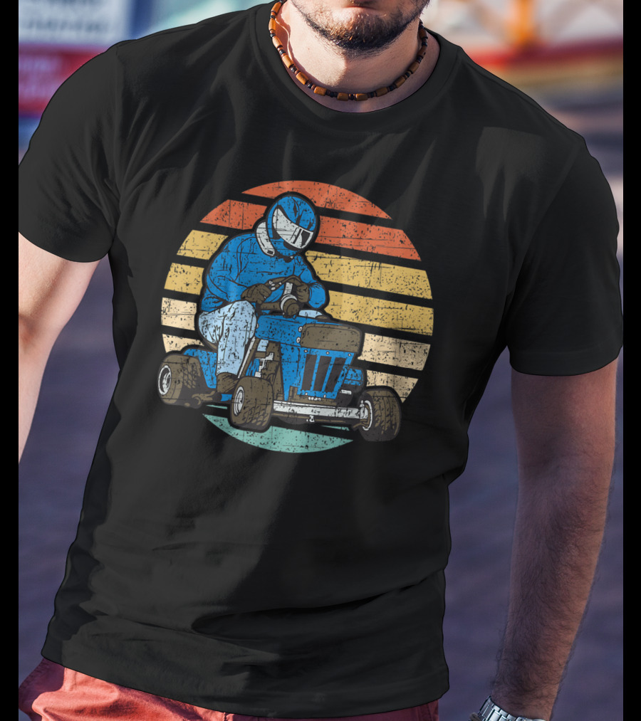 Retro Vintage Lawn Mower Racing Stripes T-Shirt