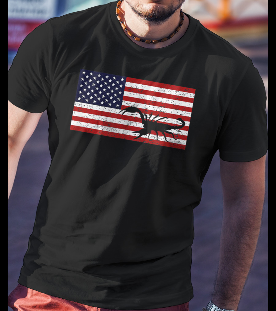 Vintage Distressed American Flag Scorpion T-Shirt