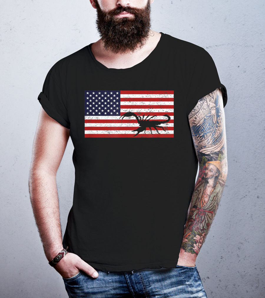 Vintage Distressed American Flag Scorpion T-Shirt
