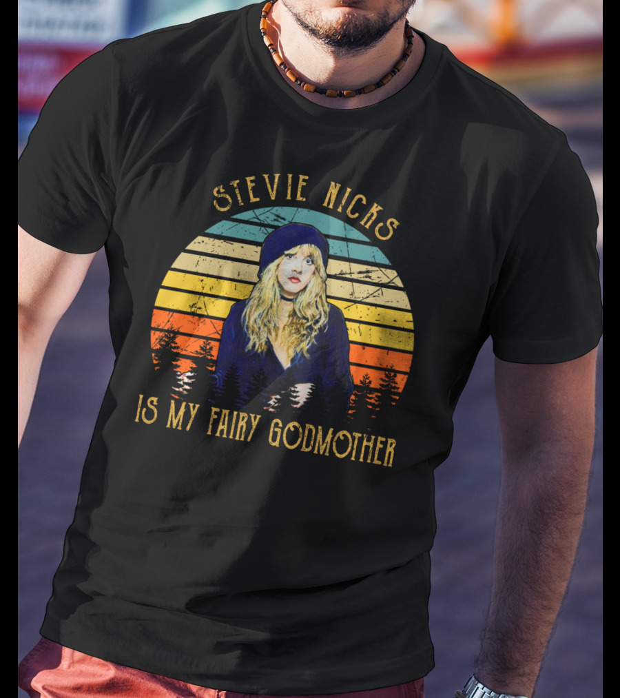 Stevie Nicks Is My Fairy Godmother Vintage Retro Sunset T-Shirt