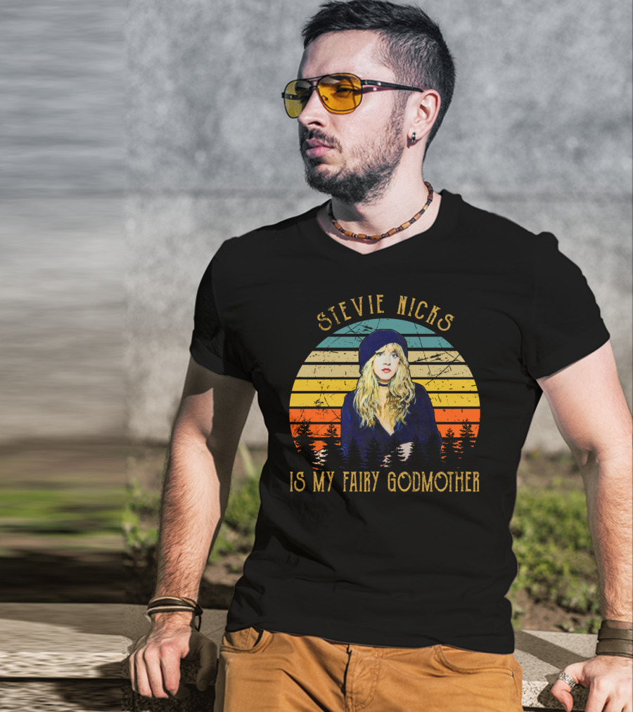 Stevie Nicks Is My Fairy Godmother Vintage Retro Sunset T-Shirt