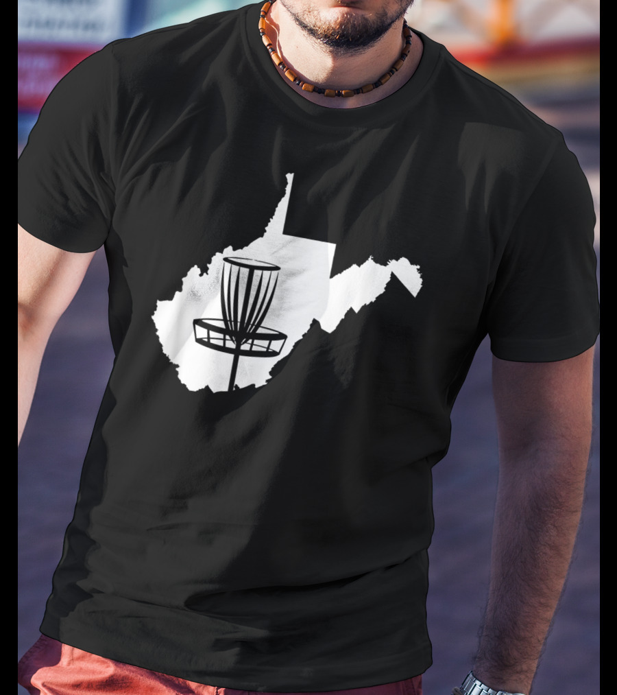 West Virginia Disc Golf State Map Basket T-Shirt