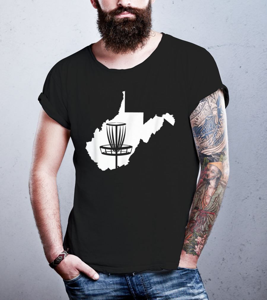 West Virginia Disc Golf State Map Basket T-Shirt