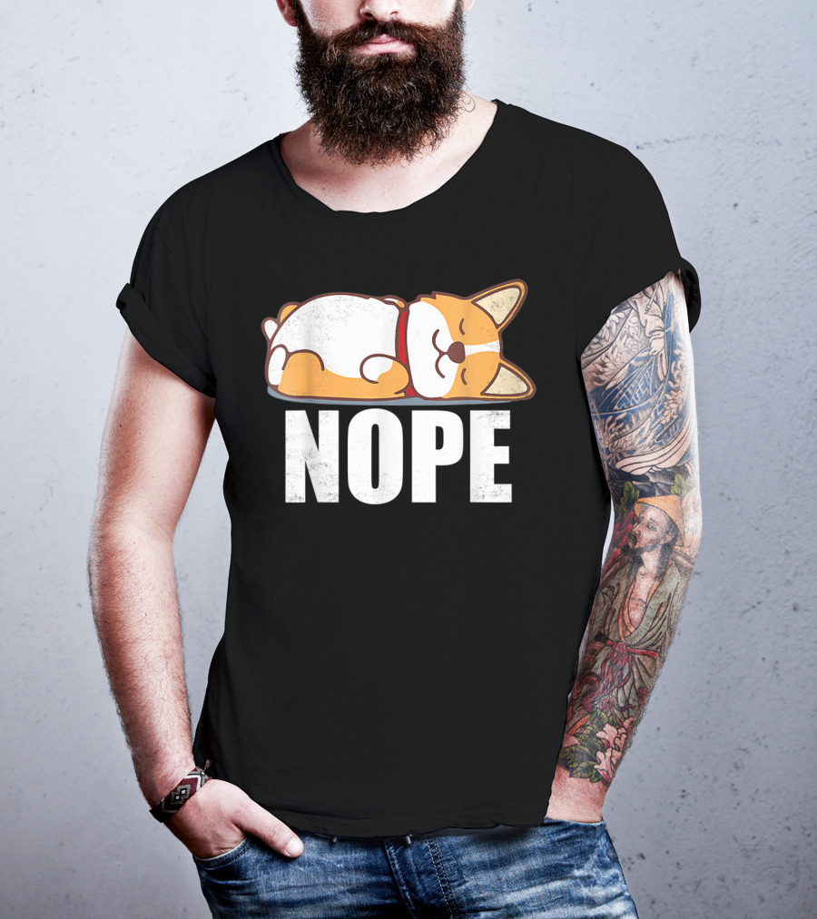 Cute Corgi Nope Vintage Funny Lazy T-Shirt