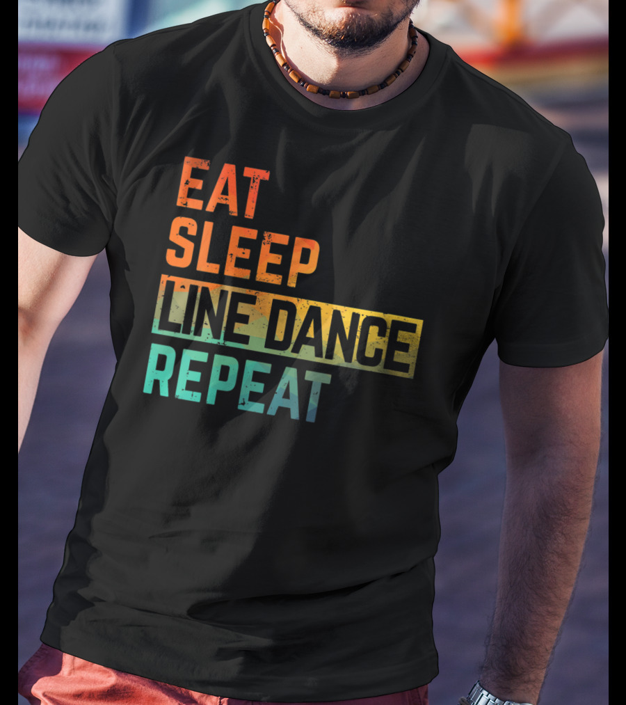 Eat Sleep Line Dance Repeat Watercolor T-Shirt